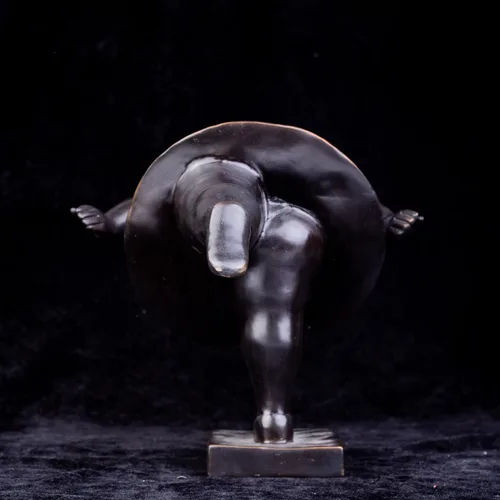 Vista 6 de Estatua de mujer gorda decorativa 100% bronce fundido escultura de yoga femenina hermosa y resistente de 10.6 pulgadas, regalo de bronce