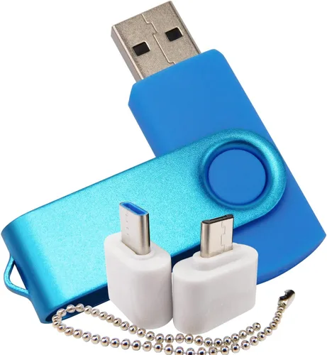 Vista 13 de Mini unidad flash USB de capacidad con 1 OTG (Micro USB) y 1 adaptador tipo C (USB-C) para teléfono móvil (naranja, 128 MB)