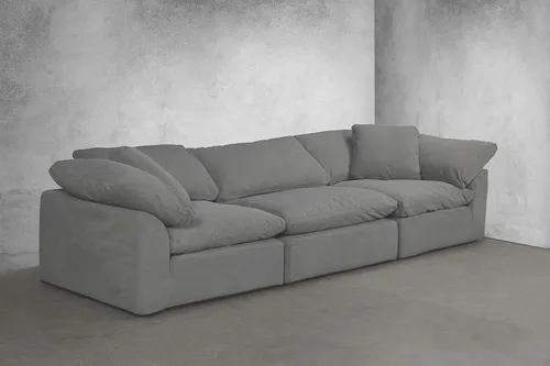 Vista 2 de Sunset Trading Cloud Puff - Sofá modular de 3 piezas, color gris