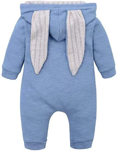 Vista 121 de Simplee Kids Enterizo con diseño de conejo de Pascua con capucha, para bebé, overol con cremallera y orejas largas