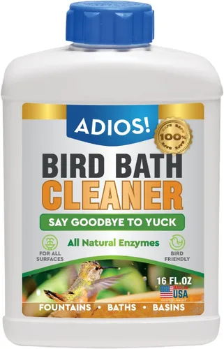 Vista 7 de ADIOS! Limpiador de baño para pájaros para fuentes y cuencos al aire libre, limpia de forma segura metal, vidrio y piedra (8 onzas)