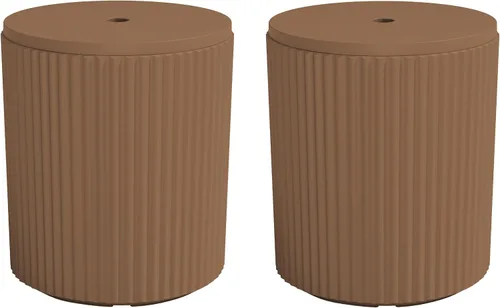 Vista 21 de SERWALL Mesa auxiliar redonda para exteriores, cubo de hielo 3 en 1, mesa auxiliar y caja de almacenamiento, multiuso para porche, patio, piscina
