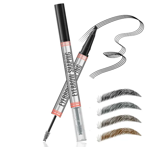 Vista 9 de Lápiz de cejas 2 en 1 con gel, 2025 nuevo lápiz mágico impermeable para cejas, bolígrafo de cejas microblading 3D de doble punta con 4 puntas