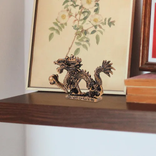 Vista 6 de Fengshui - Estatua de dragón del zodiaco chino 2024, escultura de dragón de resina para el hogar, oficina, decoración de mesa, recuerdo de bendición