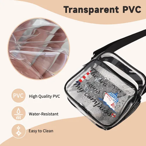 Vista 9 de TINYAT Bolso cruzado transparente para eventos de estadio para mujer, con correa ancha ajustable, bolsa de hombro transparente