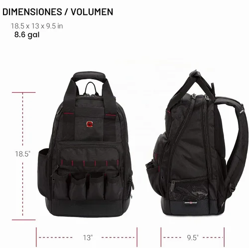 Vista 5 de SwissGear Mochila de bolsa de herramientas, se adapta hasta, Negro, Mediana