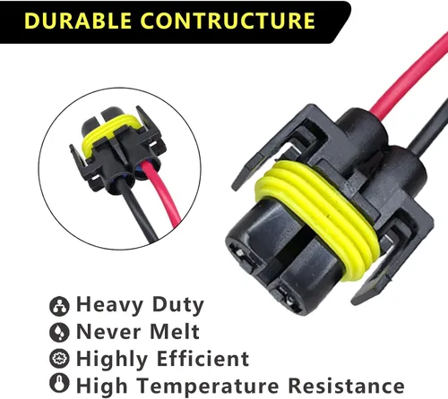 Vista 6 de DWLJX913BL-2PS - 2 conectores de cable para faros delanteros H11, enchufes de arnés de cableado de extensión con cables, adaptador de coleta