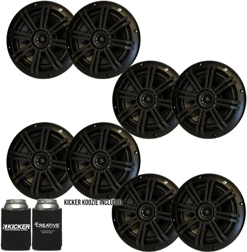 Vista 2 de KICKER Paquete de altavoces coaxiales marinos de repuesto OEM negro de 6.5 "4 ohmios - 8 altavoces Eight black 6.5 in 4-ohm coaxial OEM