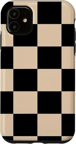 Vista 8 de Black and Beige Classic Checkered Big Checkerboard Pattern Case for iPhone 16