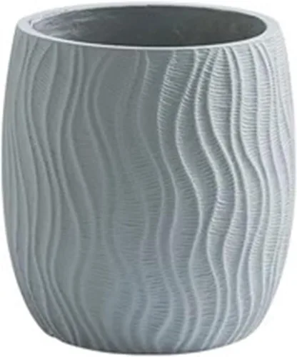 Vista 11 de Flower Pots Floor Plant Pots Cement Large Round Planters Simple Water Pattern Pattern Solid Color Green Plants Floriculture Flower Pots Plant Beige