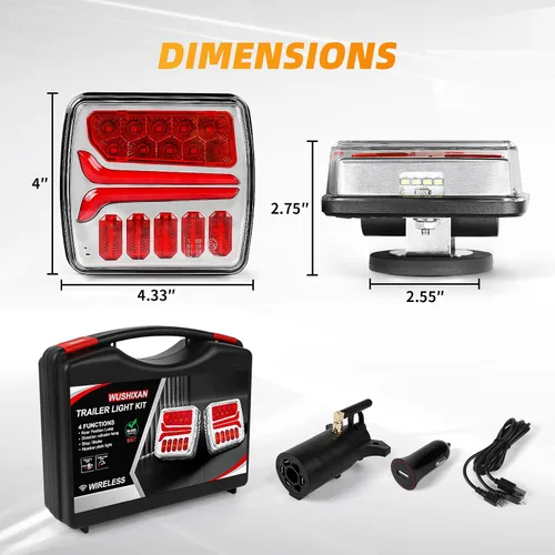 Vista 4 de Luces de remolque inalámbricas, luz LED magnética recargable, kit de luces traseras impermeables para caravana, cámper, barco, caravana, camiones