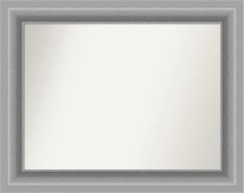 Vista 242 de Amanti Art Espejo de baño plateado para sobre fregadero, 26 x 26 pulgadas, espejo cuadrado de níquel pulido, marco de madera tradicional mediano, se
