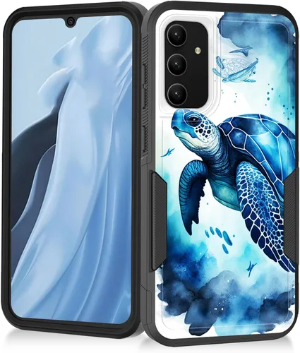 Vista 195 de Funda para Galaxy A14 5G, resistente de doble capa híbrida de policarbonato duro, goma suave, a prueba de golpes, funda protectora resistente
