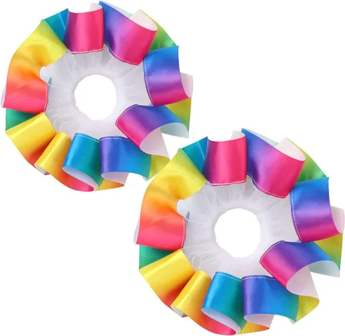 Vista 24 de IBAKOM Conjunto de ropa de 3 piezas para bebé niña de 1er cumpleaños + tutú de tul de princesa arcoíris + diadema con lazo, conjunto de ropa de 3