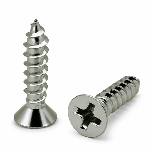 Vista 12 de BCP Fasteners 100 unidades de tornillos para madera Phillips de cabeza plana de 1/2" inoxidable #6 (BCP16)
