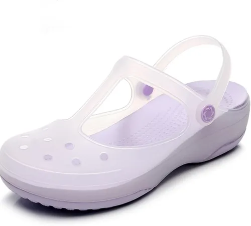 Vista 8 de Zuecos clásicos transparentes de color sólido para mujer, cómodos, suaves y antideslizantes, sandalias de playa de gelatina para actividades al aire