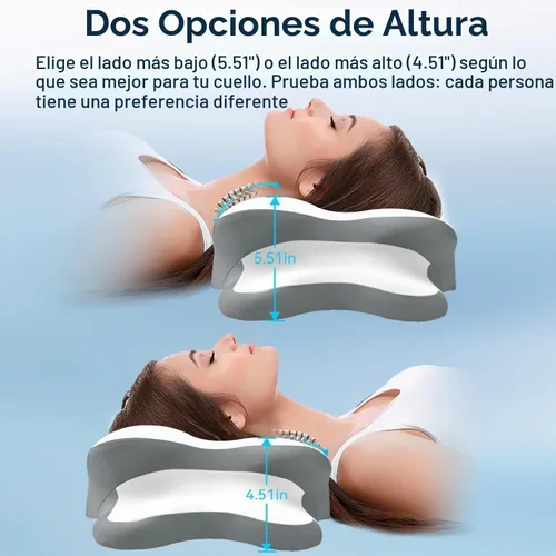 Vista 7 de Almohada para la apnea del sueño con alivio del dolor de cuello y ronquidos, almohada cervical ortopédica, almohada ergonómica de espuma Blanco