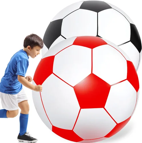 Vista 9 de Lewtemi 2 pelotas de fútbol inflables gigantes de 40 pulgadas, globos de playa grandes y enormes globos de fútbol, deporte, fiesta de cumpleaños