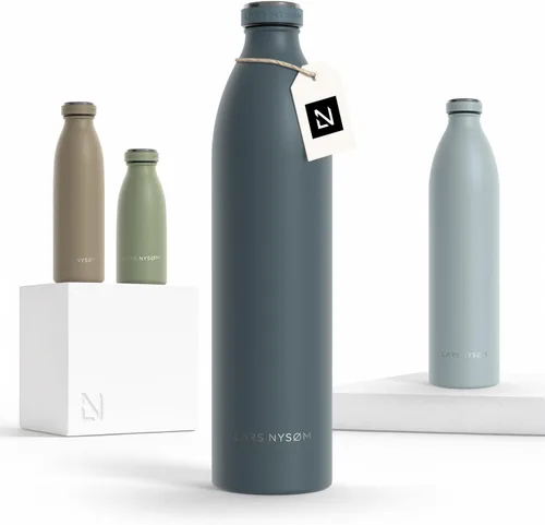 Vista 34 de LARS NYSØM Botella de agua aislada de acero inoxidable de 12 onzas, 17 onzas, 25 onzas, 34 onzas, 51 onzas, frasco térmico aislado para bebidas
