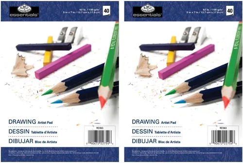 Vista 2 de ROYAL BRUSH Essentials Drawing Artist - Bloc de papel de 5 x 7 pulgadas, 40 hojas