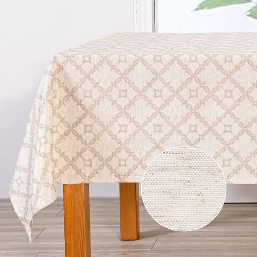 Vista 24 de MYSKY HOME - Mantel para mesa rectangular, impermeable, manteles de algodón suave para interior/exterior, mantel sin arrugas para mesa rectangular