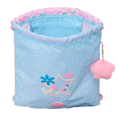 Vista 4 de Bolsa Mochila con Cuerdas BlackFit8 Smile Azul Rosa 35 x 40 x 1 cm