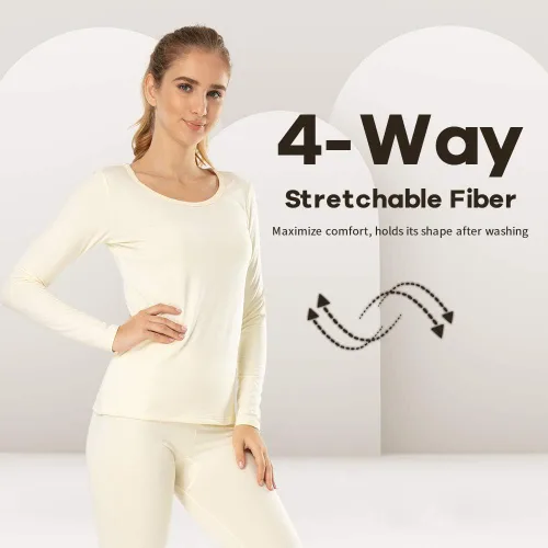 Vista 40 de MANCYFIT Tops térmicos para mujer, camisa con forro polar, manga larga, capa base, cuello en V