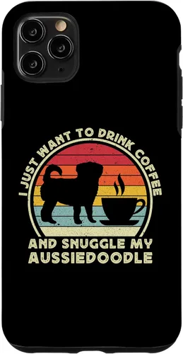 Vista 11 de iPhone 15 Coffee And Aussiedoodle For Men Women Aussiedoodle Dog Funny Case