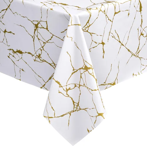 Vista 46 de sancua - Mantel rectangular de PVC 100 % impermeable, 54 x 54 pulgadas, vinilo a prueba de aceite, derrames, fácil de limpiar con un paño, para Beige