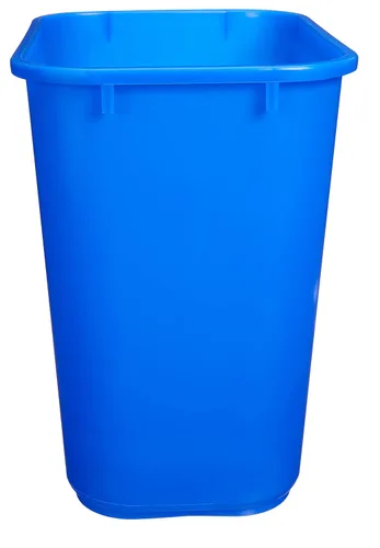 Vista 5 de Amazon Basics Cesta de basura rectangular para oficina comercial, con logotipo de reciclaje, 7 galones (paquete de 2), azul