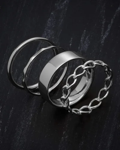 Vista 4 de MILLA Dainty Rings For Women - Gold Stacking Rings or Silver Stackable Rings - Open Circle Rings Chain Rings for Women