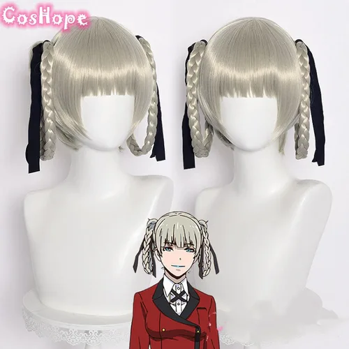 Vista 2 de Peluca de cosplay Kirari Momobami Cosplay Kakegurui Cosplay 11.8 in gris peluca Cosplay Anime Cosplay Pelucas sintéticas resistentes al calor