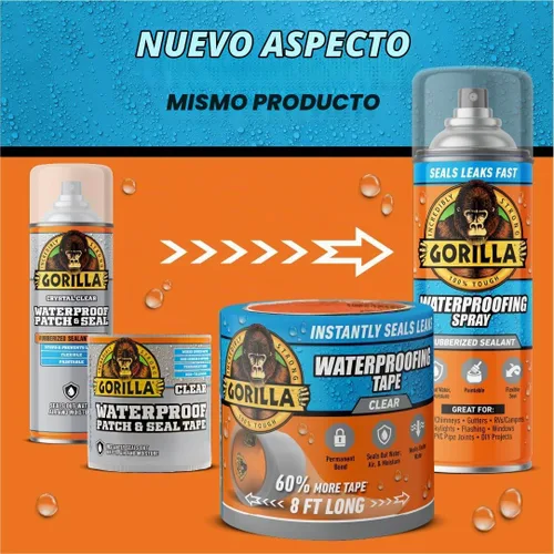 Vista 10 de Gorilla Cinta de parche y sellado impermeable, cinta transparente, 4 pulgadas x 8 pies (paquete de 4) - sello permanente resistente a la intemperie