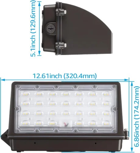 Vista 8 de LEONLITE Paquete de pared LED de corte completo, 45 W 5625 LM, luz LED regulable con certificación UL, 120-277 V IP65, iluminación de pared
