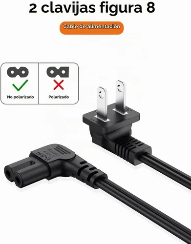 Vista 6 de CableCreation Cable de alimentación angular no polarizado de 2 ranuras en ángulo de 18 AWG (IEC320 C7 a Nema 1-15P), 3.0 ft / negro