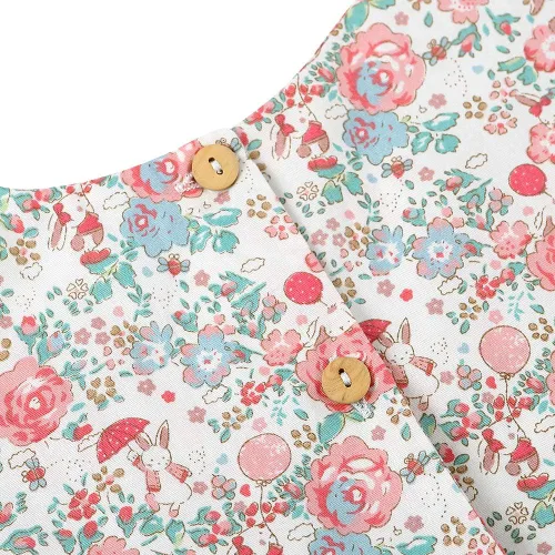 Vista 8 de Vestido casual de algodón con estampado floral vintage para niñas 2T-12, para primavera, verano, otoño, ropa de Pascua