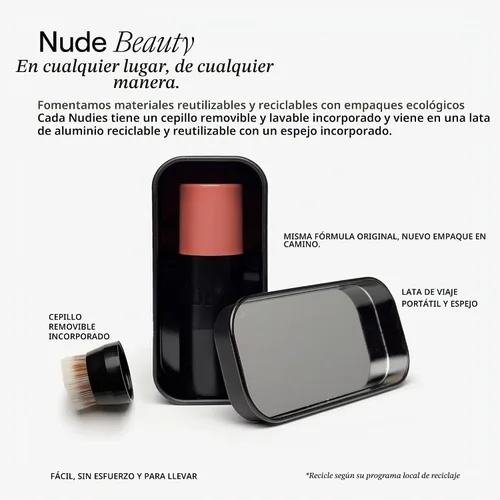 Vista 10 de Nudestix Nudies Matte Lux – 3-in-1 Soft-Matte Blush Stick for Cheeks, Eyes & Lips with Built-In Brush Cream-to-Powder Finish with Blurring Effect