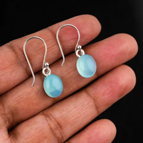 Vista 5 de Pendientes colgantes delicados de piedras preciosas naturales, aretes de plata de ley 925 de diseñador, joyería hecha a mano, piedra de nacimiento