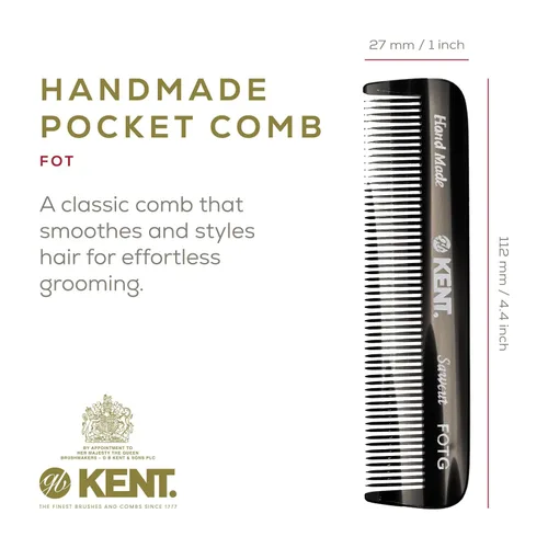 Vista 2 de Kent 81T FOT - Juego de peine de bolsillo para barba de grafito negro para hombre, kit de barba para viajes y hogar, peine para bigote para hombres