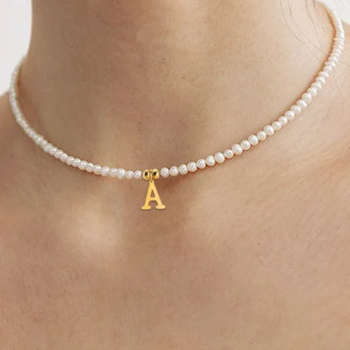 Vista 3 de Pearl Initial Gifts Necklace for Girls Gold Pendant With Extension Chain Meaningful Jewelry Gifts for Women