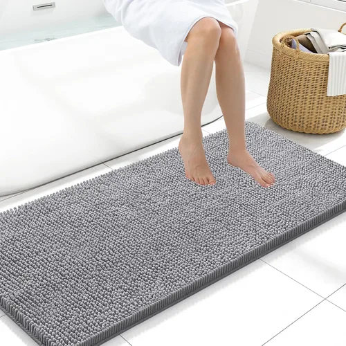 Vista 195 de Arotive Alfombras de baño de felpilla extrasuaves y absorbentes, de 24 x 16 pulgadas, lavables a máquina, parte trasera de goma antideslizante