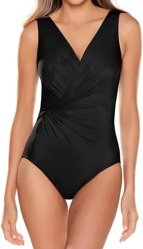 Vista 2 de Miraclesuit Traje de baño de una pieza para mujer Belle Gattino Esmerelda con aros y control de abdomen Negro