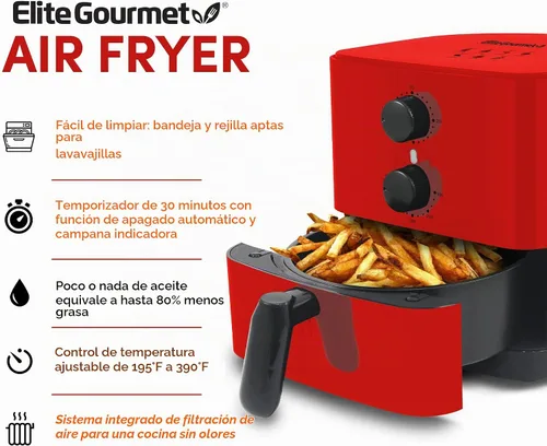 Vista 2 de Elite Gourmet EAF-3218R Freidora de aire personal, compacta, 1.1 cuartos