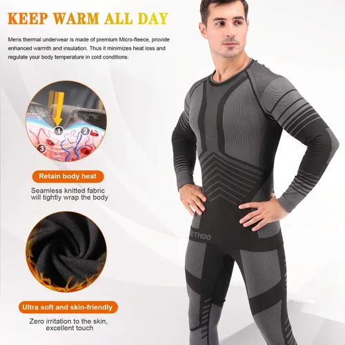 Vista 3 de MeetHoo Conjunto de ropa interior térmica para hombre ropa de invierno para hombre capa base de capa base larga