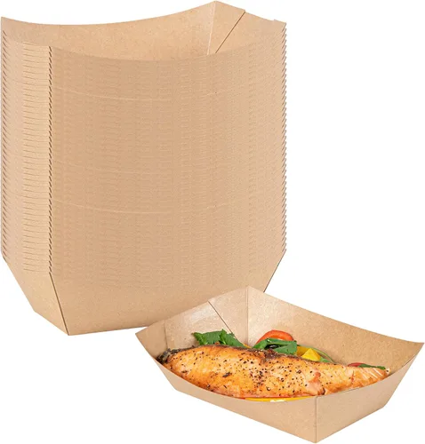 Vista 10 de Restaurantware -Bio Tek - Bandejas de alimentos de 2 onzas, 400 bandejas de papel desechables para alimentos, resistentes, a prueba de grasa, botes