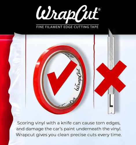 Vista 3 de VViViD Wrap Cut cinta para corte de bordes de vinilo de 32 pies (10 m) con espátula amarilla para detalles