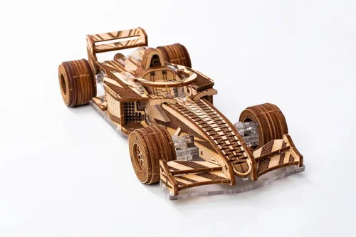 Vista 4 de Modelos Veter Mecánicos Madera y Plástico Rompecabezas 3D Racer V3 Fórmula Uno F1 Racing Car Self-Assembly Set