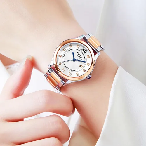 Vista 2 de Reloj de cuarzo para mujer, relojes analógicos de cuarzo de moda impermeables para mujer