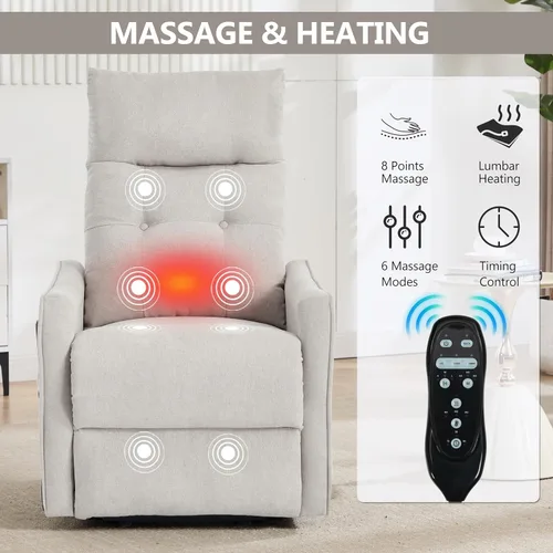Vista 4 de Silla reclinable eléctrica con elevación Trustyue con calor y masaje, sillas elevadoras para asistencia al estar de pie, silla pequeña con elevación