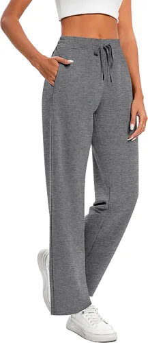 Vista 7 de Locoowai Paquete de 2 pantalones deportivos casuales de pierna ancha para mujer, con cordón en la cintura, holgados, pantalones de yoga sueltos